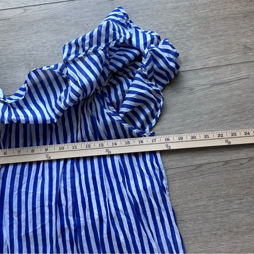 J.Crew‎ Blue White Stripe Off Shoulder Dress XS Cotton Ruffle